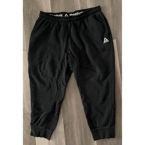 Reebok Mens Black Fleece Joggers Sweatpants 2XL REM204PA20 Tapered Zipper Pocket